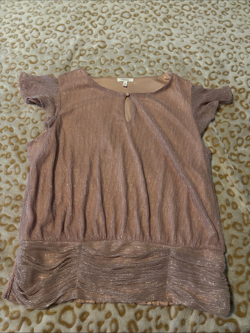 Maurices Shimmery Rose Blush Short Sleeve Blouse